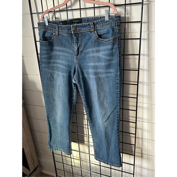 NINE WEST Jeans Womens Blue sz 16 Embellished Button Flap Pockets Contrast Stitc - Picture 6 of 16